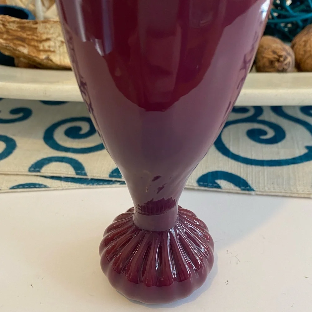 Antique Vintage Handblown Art Glass Cranberry Pink Red Bud Vase - Artist Signed